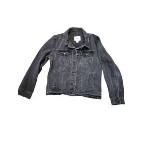 Old Navy Black Denim Jacket Medium Washed Charcoal Trucker Style